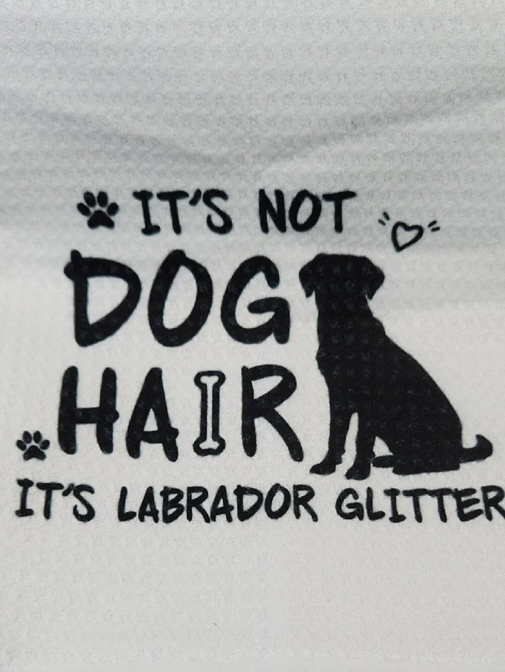 White Labrador Glitter Pet Towel - Playful Dog Design